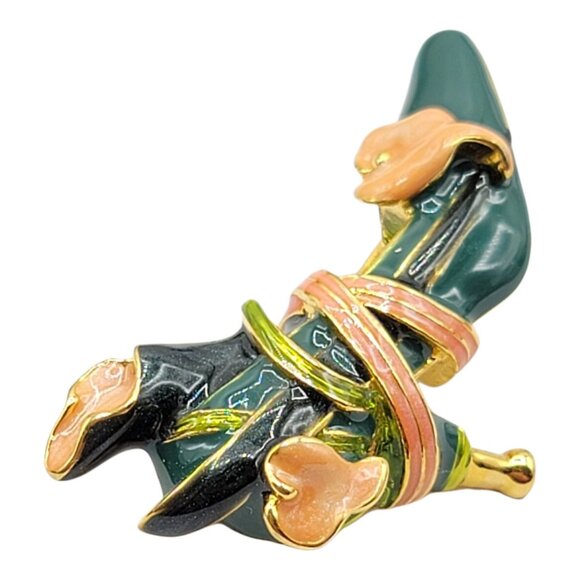 Kenneth Lane Green Enamel Shoe Pin Signed - Picture 2 of 5